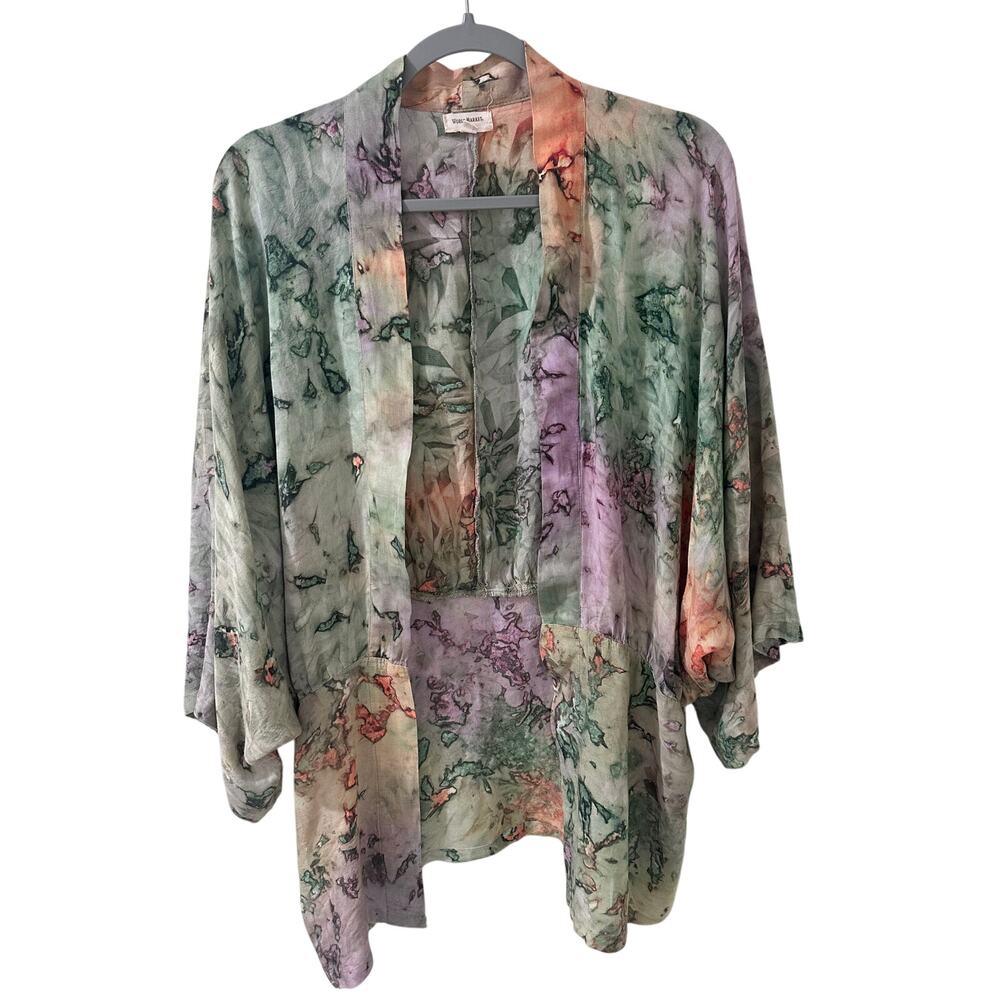 World Market Tie-Dye Kimono Topper Cardigan Boho Free-Spirit Casual Elegance OS